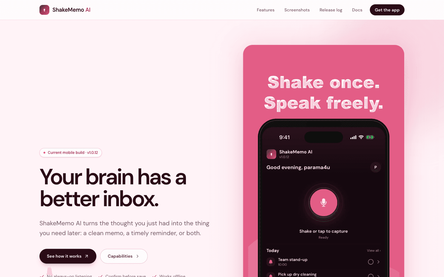 ShakeMemo product preview