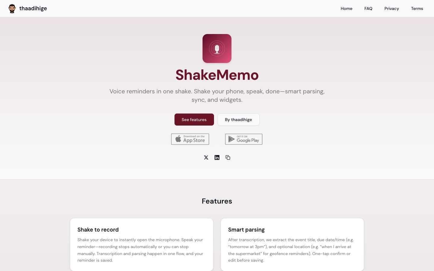 ShakeMemo product preview